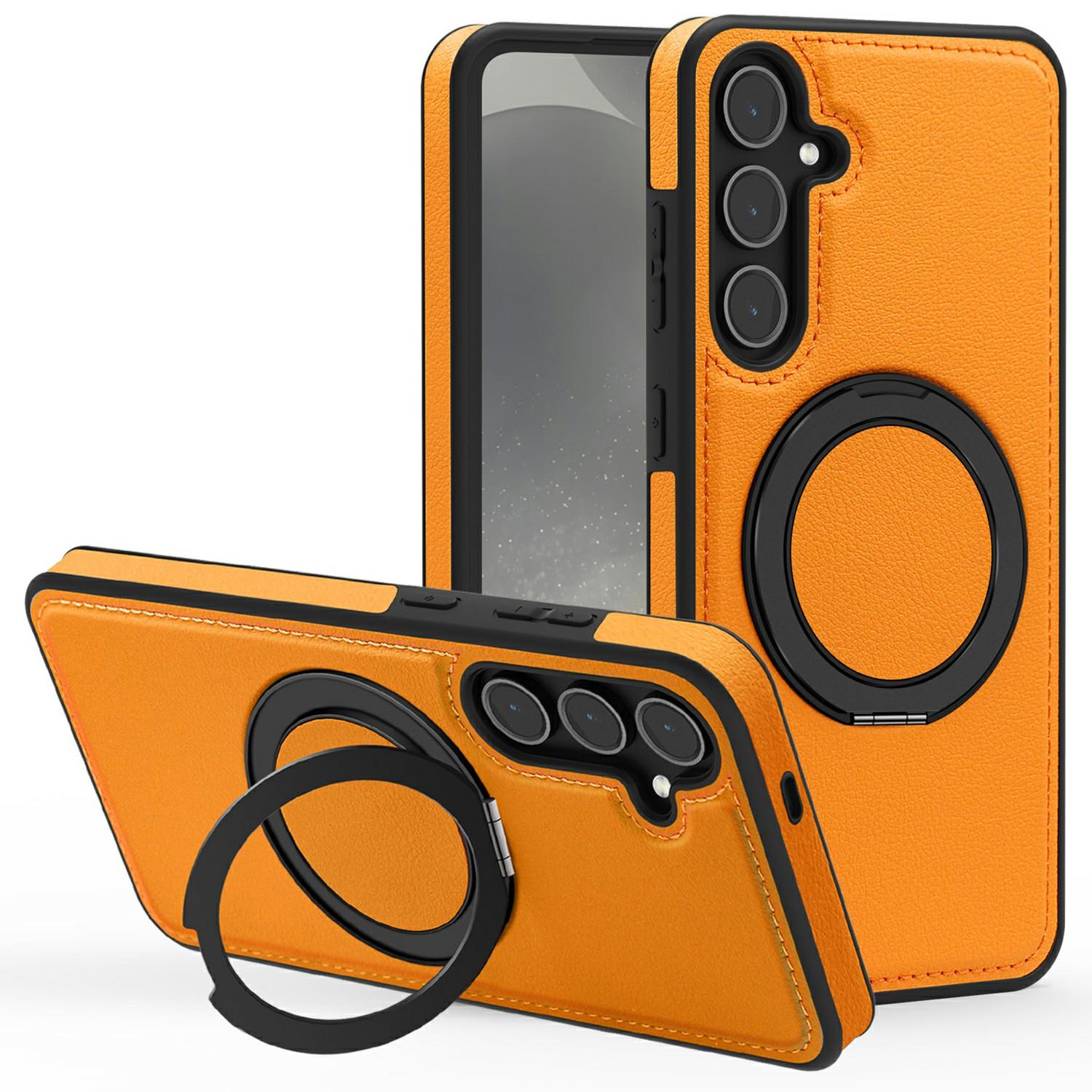 

For Samsung Galaxy S25+ Case with Ring Kickstand Magnetic Case PU Leather Back Cover C