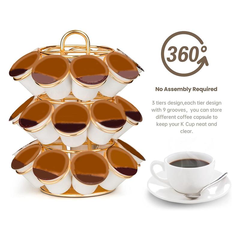 AD23-Coffee Pod Holder K Cup Holders Spins 360-Degrees Coffee Holder Coffee Pod Storage Compatible With K Cups (27 Pods)