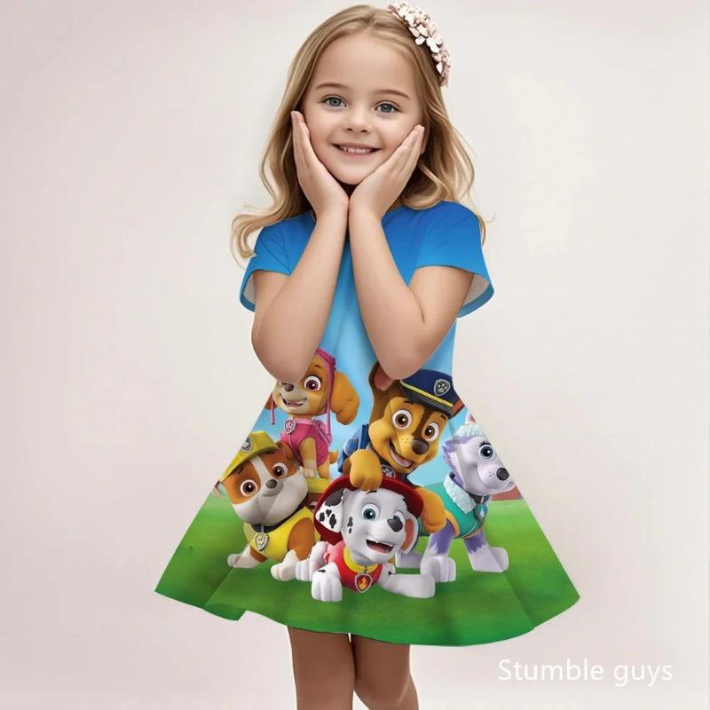 Girls Cute Paw Patrol Sundress Summer Casual Loose Beach Dress Cartoon