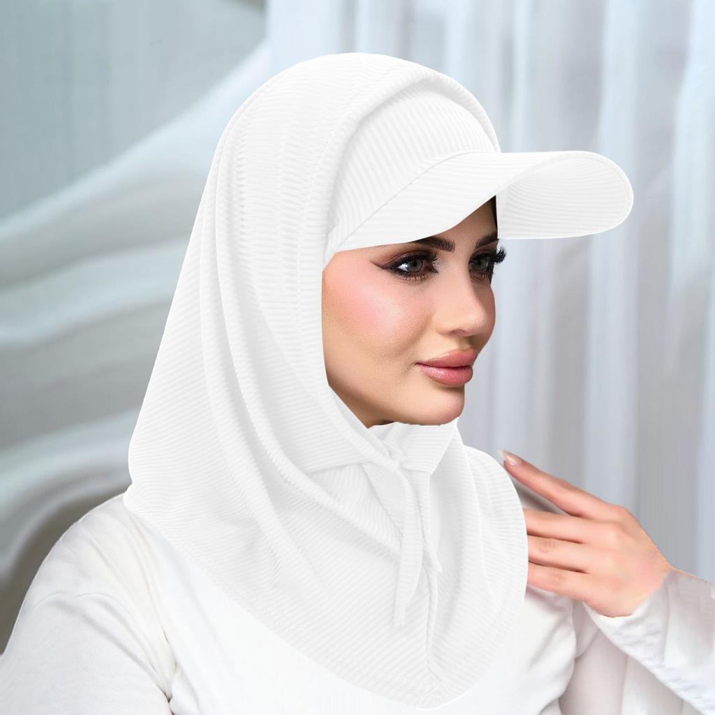 Islamic Hijab Baseball Cap for Woman Abayas Jersey Scarf Neck Cover Muslim Women Turban Instant Head Wrap Solid Color Hat