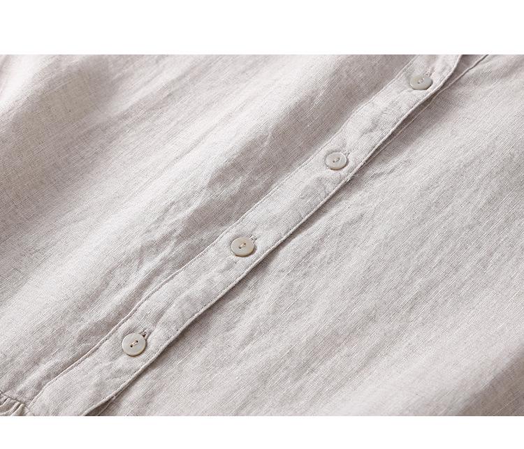 2025 Sommer Damen Locker Geschnittenes Baumwollleinen Midikleid