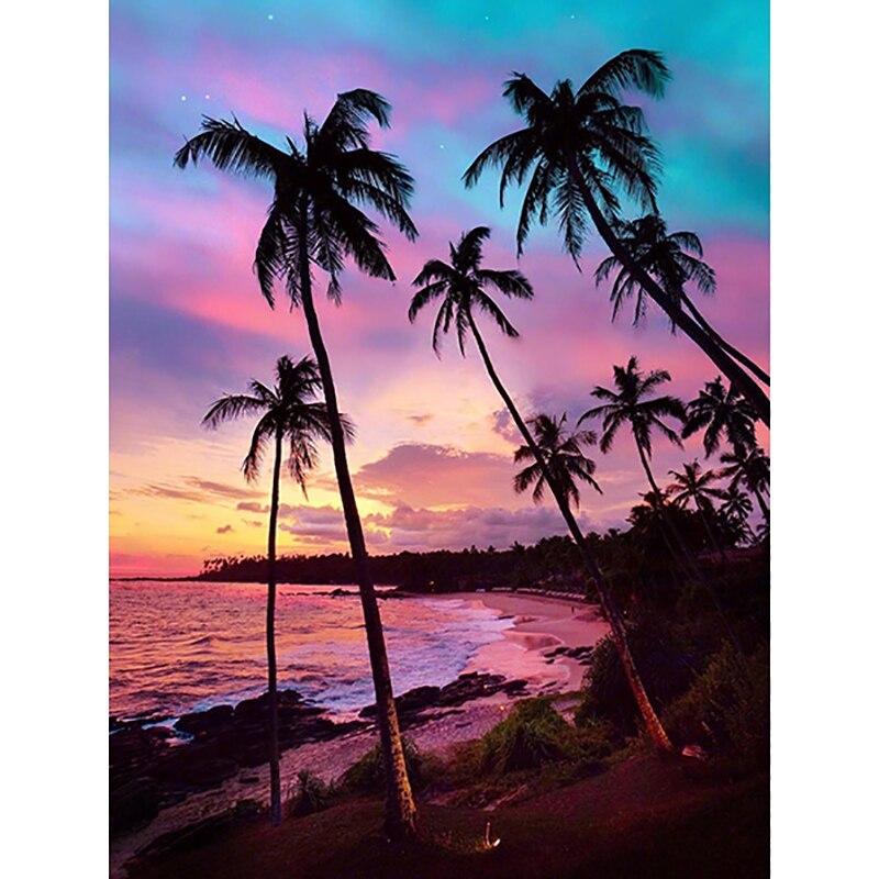 5D DIY Diamond Painting Kit Coconut Tree Diamond Embroidery Rhinestones Decorations for Home