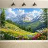 1 2D Alpine Mountain Scenery Photography Background Cloth | Durable Polyester Fabric, Suitable for Festivals and Events