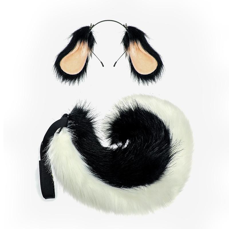 Set Cosplay con Orecchie e Coda da Cane Anime Giapponese con Accessori Peluche per Feste di Halloween