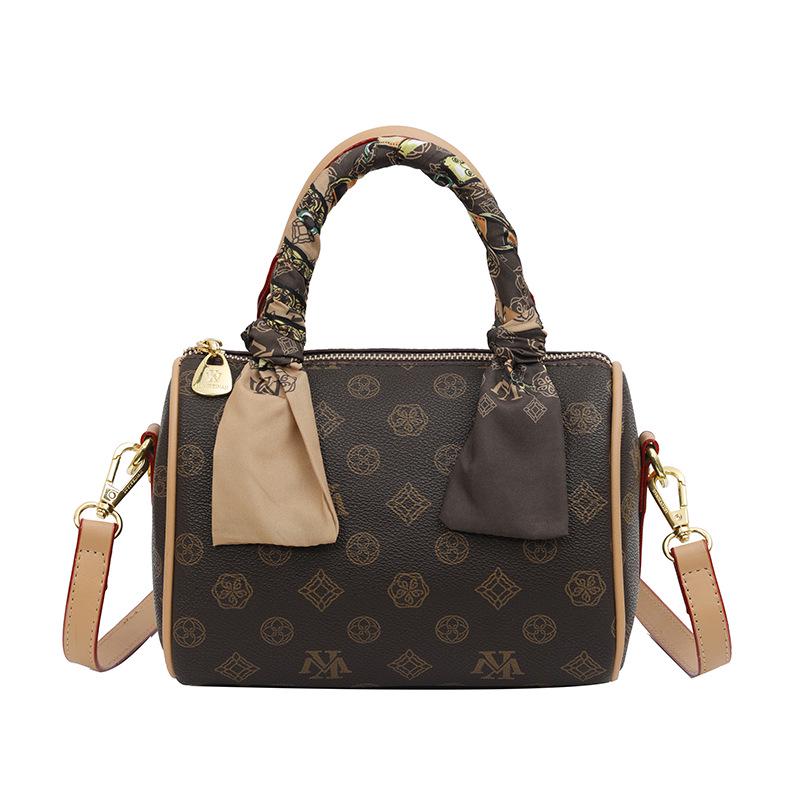 Vintage European & American Monogram Boston Pillow Bag – Women’s Handbag, Shoulder or Crossbody Style