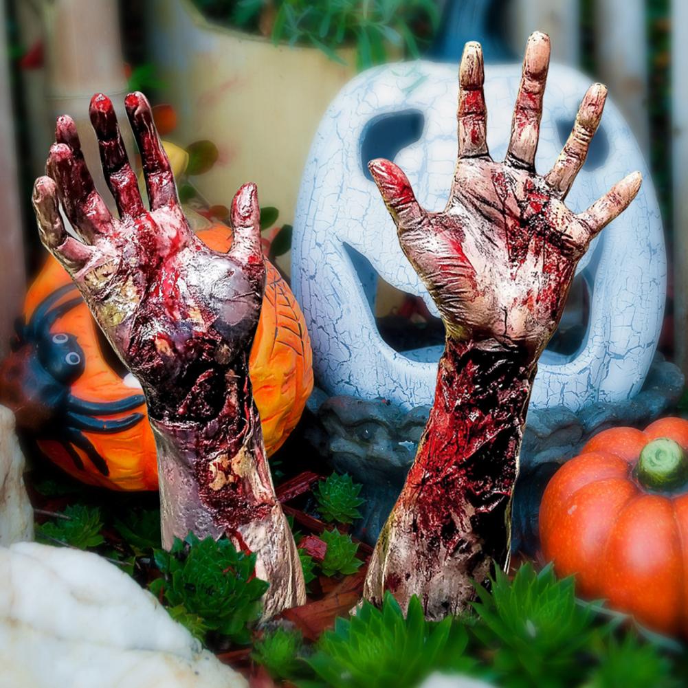 Pvc Garden Cards Spooky Yard Decorations Spooky Halloween Garden Stake Set with Blood Ghost Hand Shape for Creating for Garden