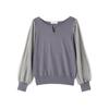 Natural Beauty Basic Tulle Pleated Sleeve Knit Charcoal Women's Sweater,