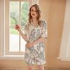 [White Jaguar] Summer Short-sleeved Shorts Pajama Set Lapel Can Be Worn Outside Loungewear Women