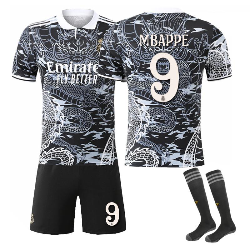 24/25 Real Madrid Anzug mit Drachenmuster Fußballtrikot-Set mit Socken