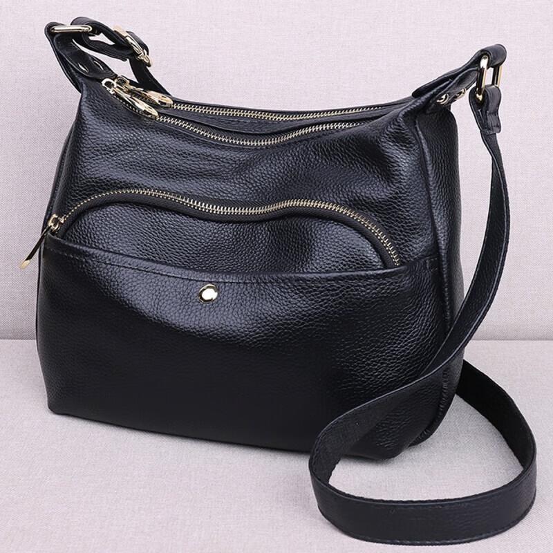 Top Layer Cowhide Bag Women's Bag Casual Shoulder Bag Fashionable Mother Bag Middle Aged and Elderly Versatile Crossbody Bag