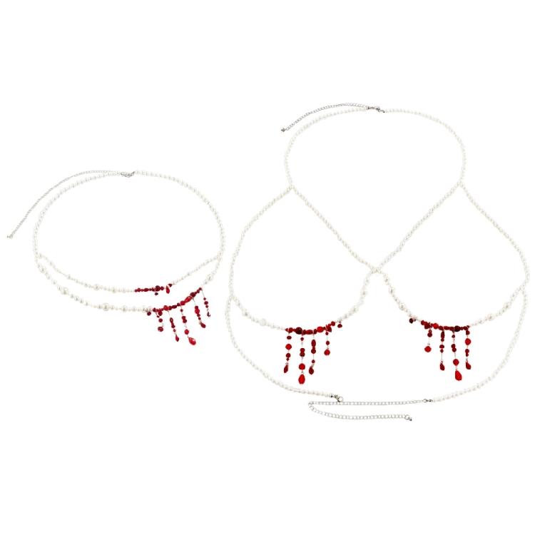 Cadena Corporal de Perlas Falsas para Halloween Cadena de Cintura de Sangre Cadena para el Pecho