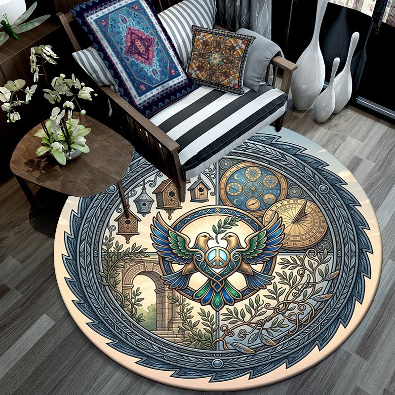 Peaceful Time Birds Round Area Rug Under Office Chairs Bedroom Living Room Home Decor