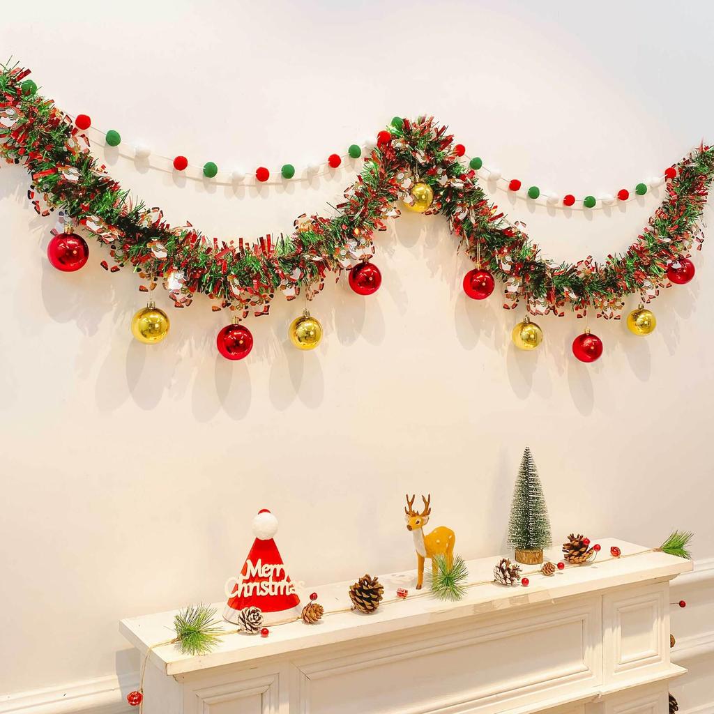 Christmas Tinsel Garland for Tree Ornaments and Wall Decor