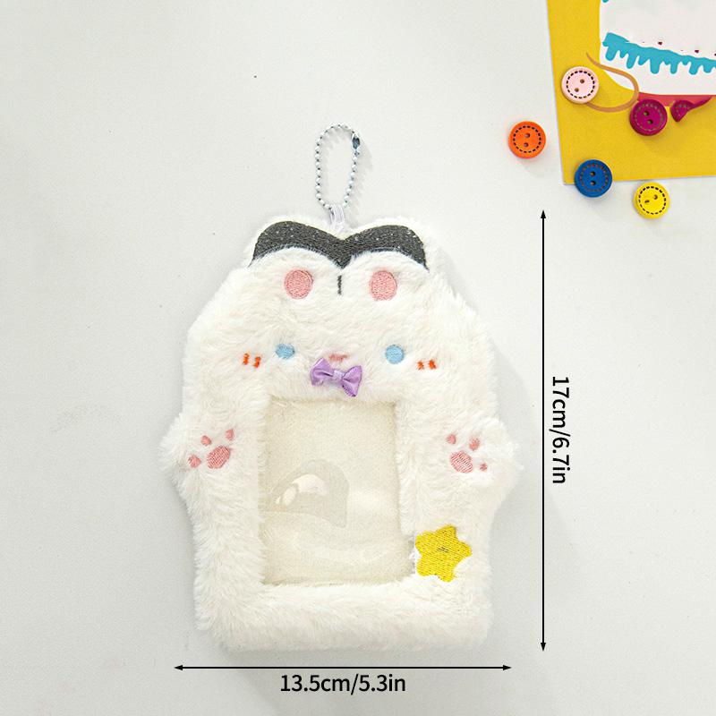 Christmas Photo Card Holder Plush Kawaii Kpop Idol Photo Display Pendant Student ID Card Protective Cover Keychain Xmas Gifts