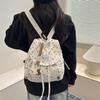 Corduroy Backpacks for Women Cute Student Bag Lightweight Drawstring Korean Style Simple Bookbag Casual Stylish Commuting Bag