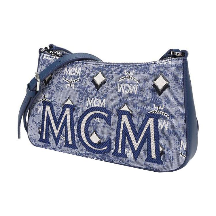 New MCM Coated Canvas Shoulder Bag, Crossbody Bag Mini Women's Blue MWSBATQ01LU001