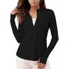 Sudadera Atlética de Manga Larga para Mujer con Cremallera Delantera Ajustada Ropa Deportiva Casual Elástica Ligera Capa Base para Fitness