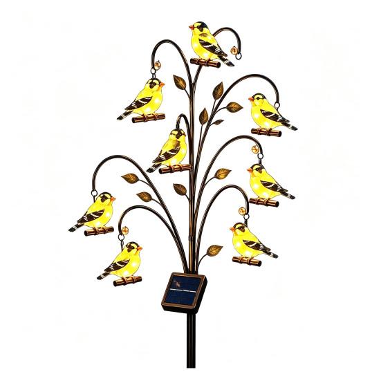 Solar Garden Bird Stakes Outdoor Pathway Light, Bird-shaped Stump Decorative Stake with Warm Powered Yard Decorations LED Lights, Waterproof