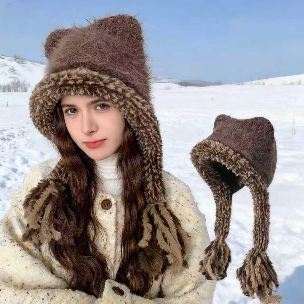 Cat Ears Ear Protection Hat Korean Style Knitted Warm Hat Fashion Winter Pullover Hats  Outdoor