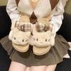 Plush Plush Drag Plush Cute Fluff One Word Boken Cotton Slippers Women Wear Winter Thick Bottom Non-slip