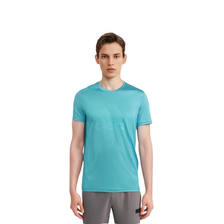 adidas T Shirts Men's Green Crew Neck Moderate Straight Fit CW7086