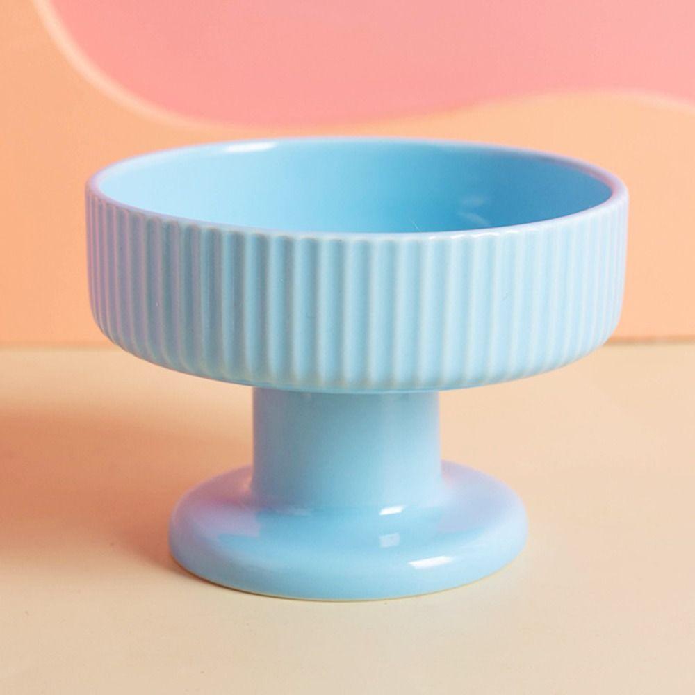 Cute Pet High Footed Cup Bowl Dopamine Color Pet Drinking Feeder Dog Food Feeding Basin Puppy
