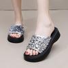 Fashion High Platform Flip-Flops Women's Summer Casual Slippers Crystal Wedge Slides Bling Chunky Sandals Open Toed Pull on Beach Shoes