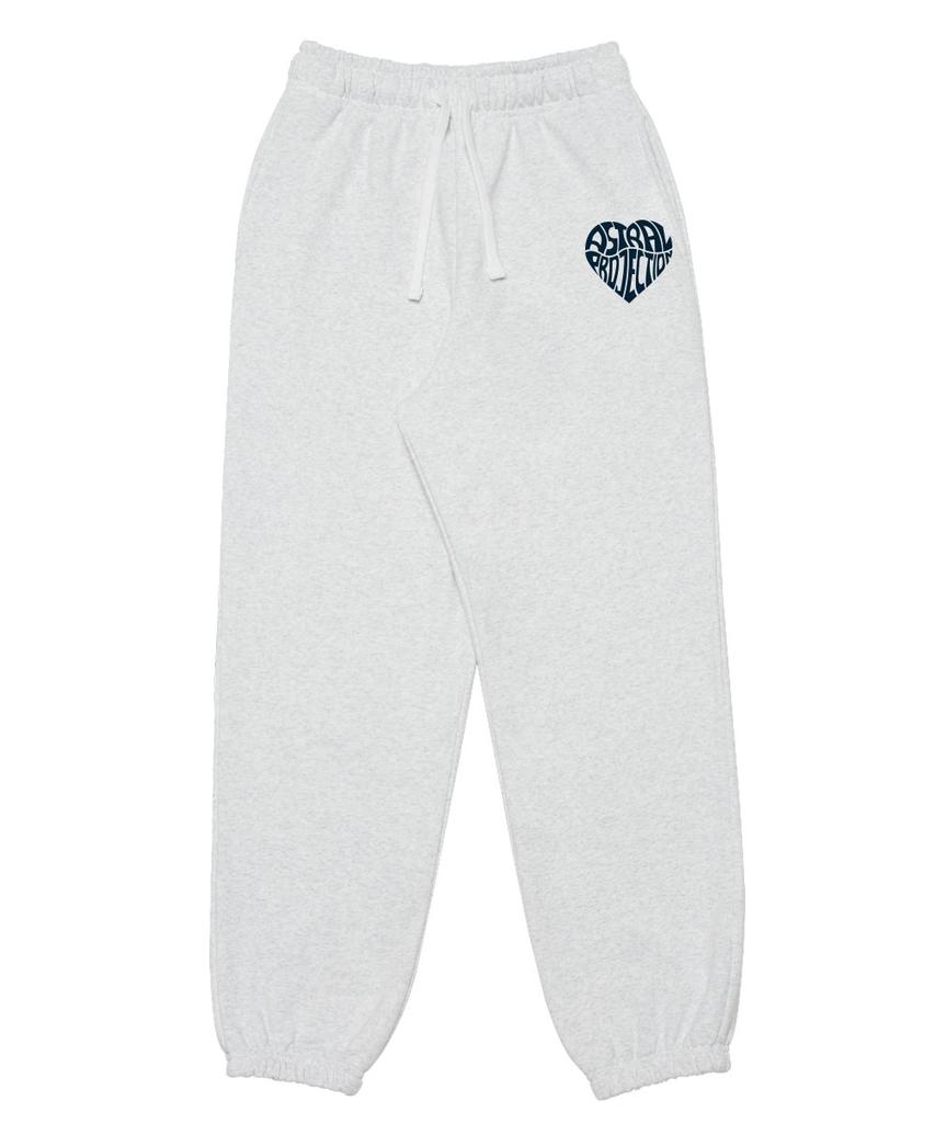 ASTRAL PROJECTION Heart Logo Comfortable Training Sweat Jogger Pants_White Melange