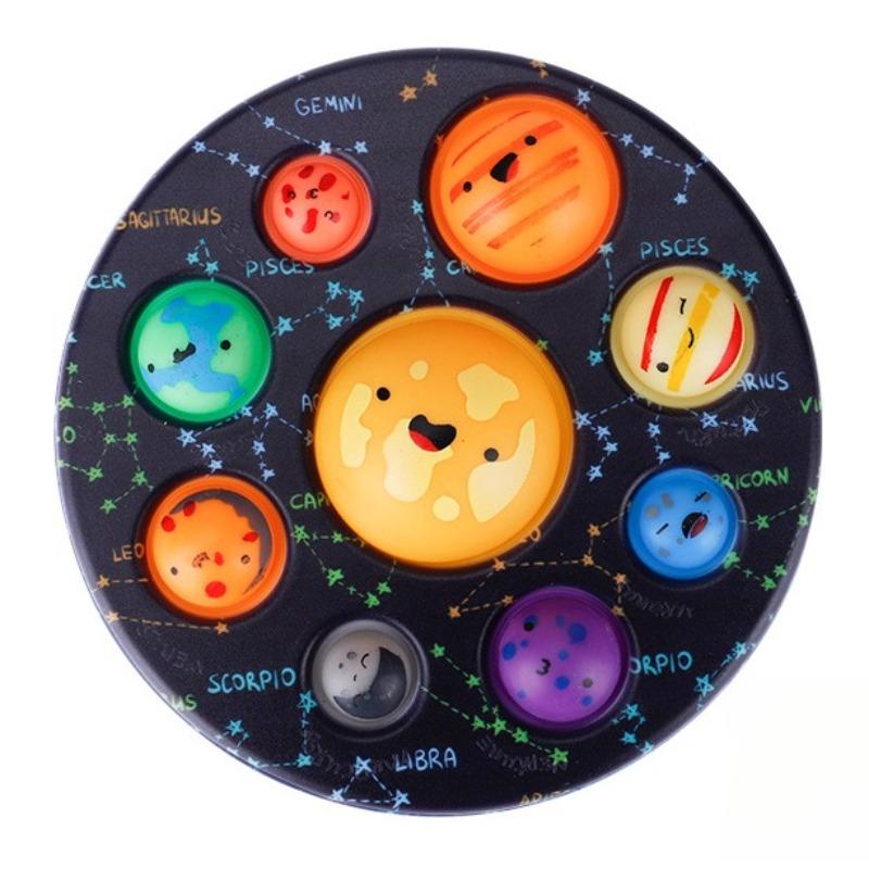Eight Planet Cave Bubble Push Sensory Fidget Toy, Galaxy Cave Digits,Autistic Simple Sensory Anxiety Relief Big Cave,Bubble Early Education Tools Toys