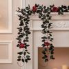 Reusable Artificial Black Rose Vine Waterproof Spooky Gothic Wreath Outdoor Party