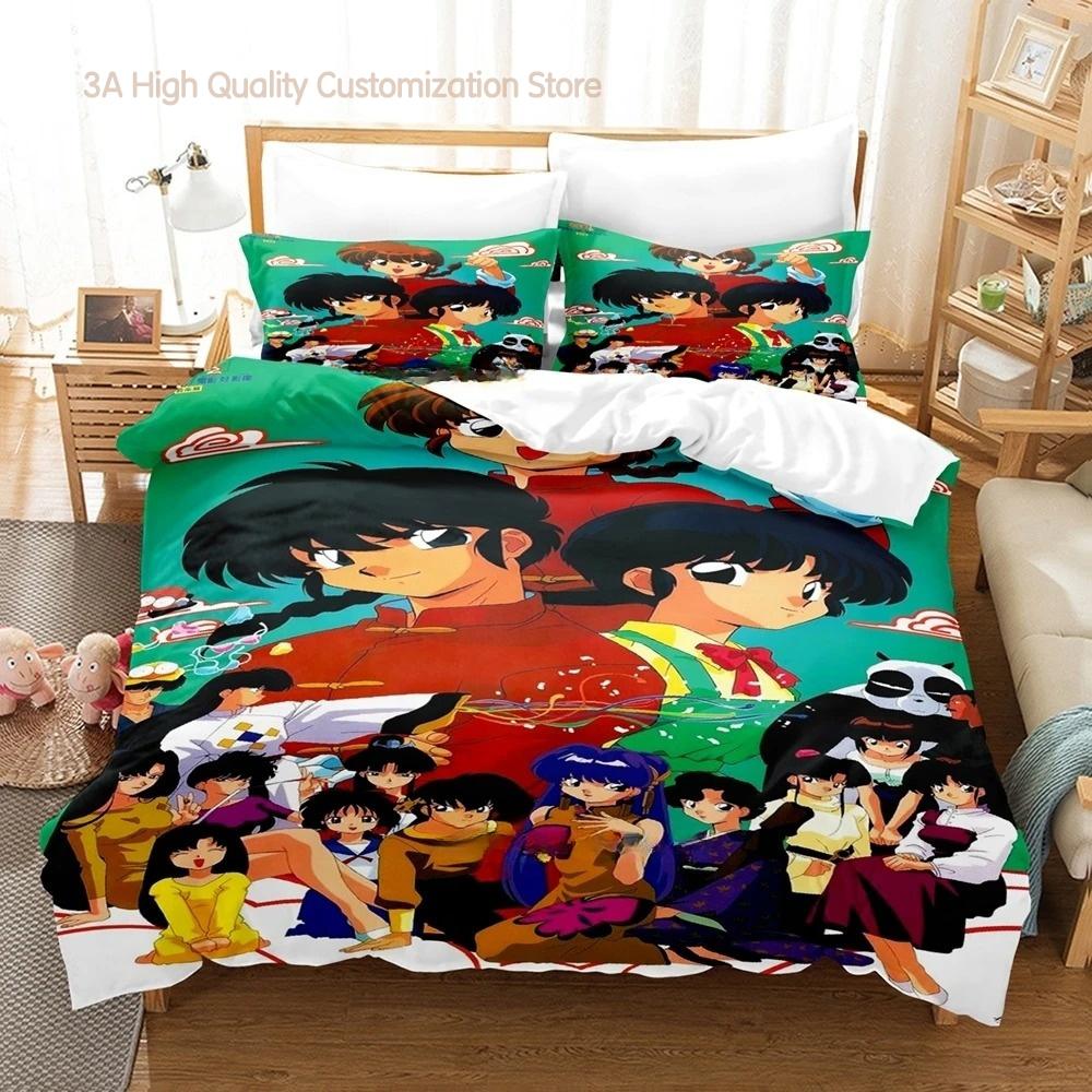 

Ranma 1/2 Bedding Set Single Twin Full Queen King Size Bed Set Adult Boys Bedroom Duvetcover Sets 3D Print Anime Bed Sheet Set EU single(135x200cm)