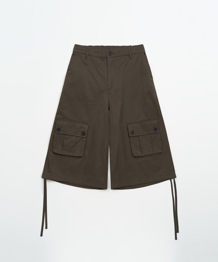 TOFFEE WOMEN W Button Pocket Bermuda Pants (Khaki Brown)