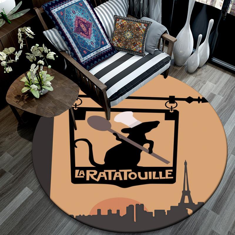 Ratatouille pattern round rug,Carpet Rug for Living Room Bedroom Playroom ,Non-slip Floor Mat,Holiday Gifts and Birthday Gifts.