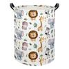 Cute Animal Pattern Laundry Hamper Foldable Waterproof Storage Basket Double Handle for Home Nursery Dirty Clothes Storage