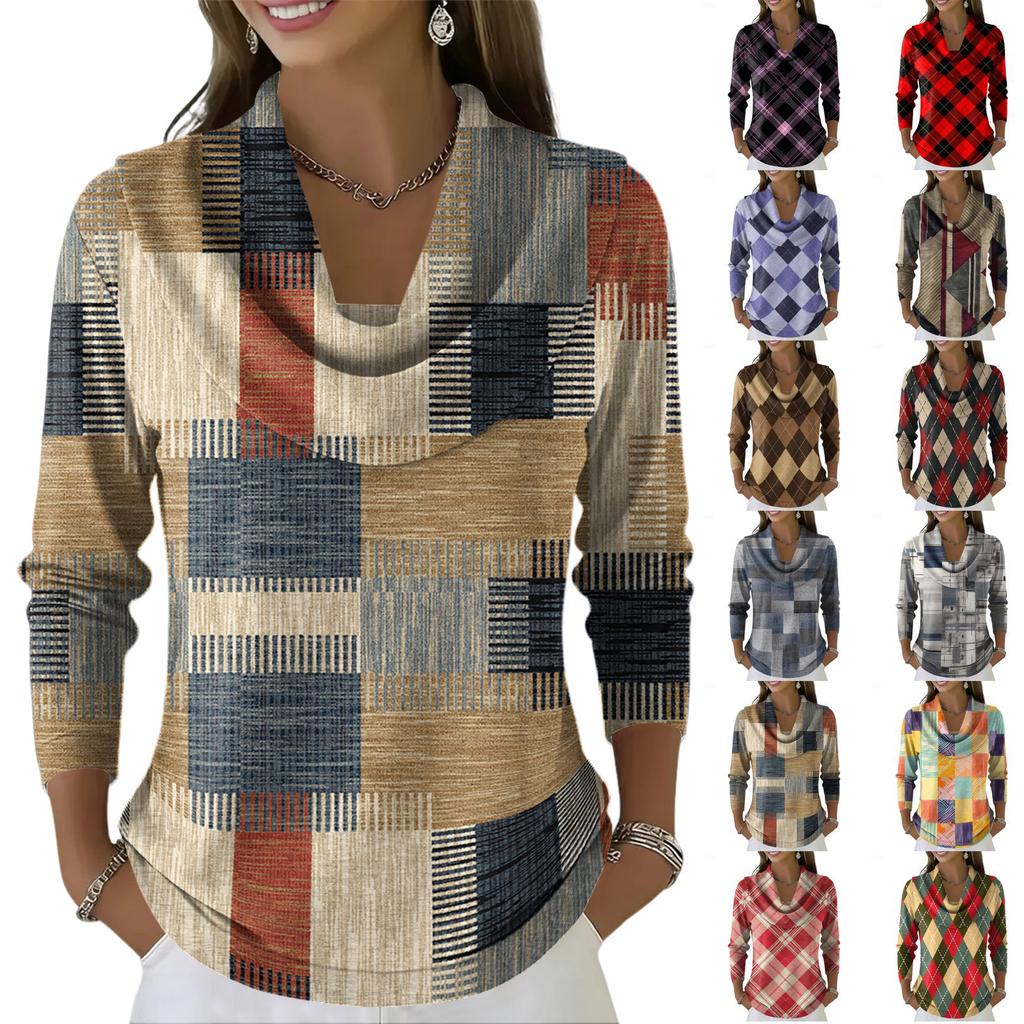 Damen Lässig Und Modisch Rundhals Langarm Bedruckter Top Pullover