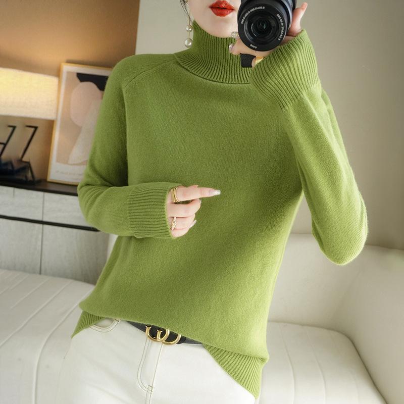 

Осенне-зимняя трикотажная рубашка с высоким лацканом для женщин Осенний свитер с длинными рукавами и женским трикотажным топом в стиле реглан 2XL