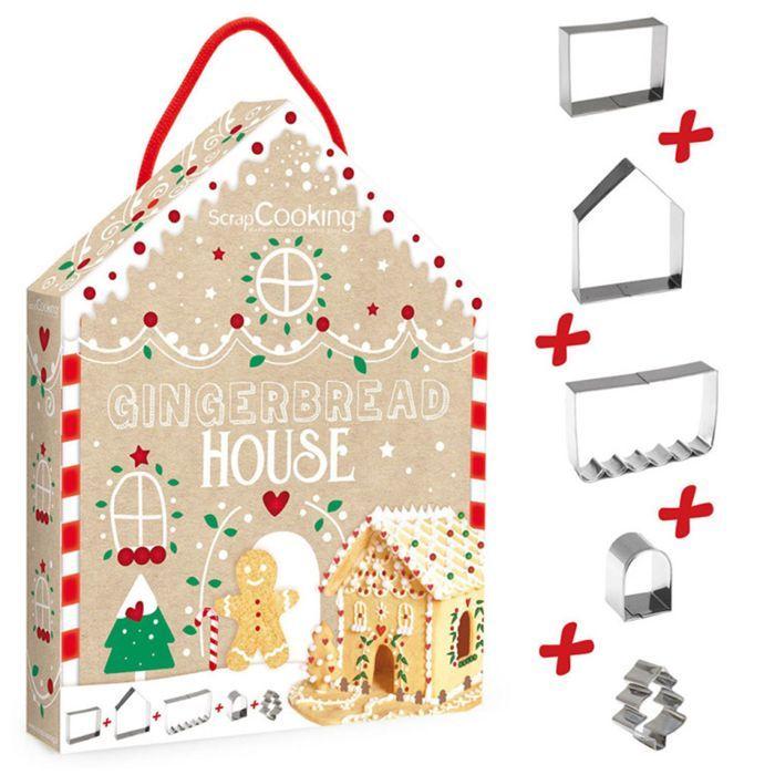 Cookie Cutter Set - ScrapCooking - Gingerbread House - Stainless Steel - 5 Pieces - Various Dimensions