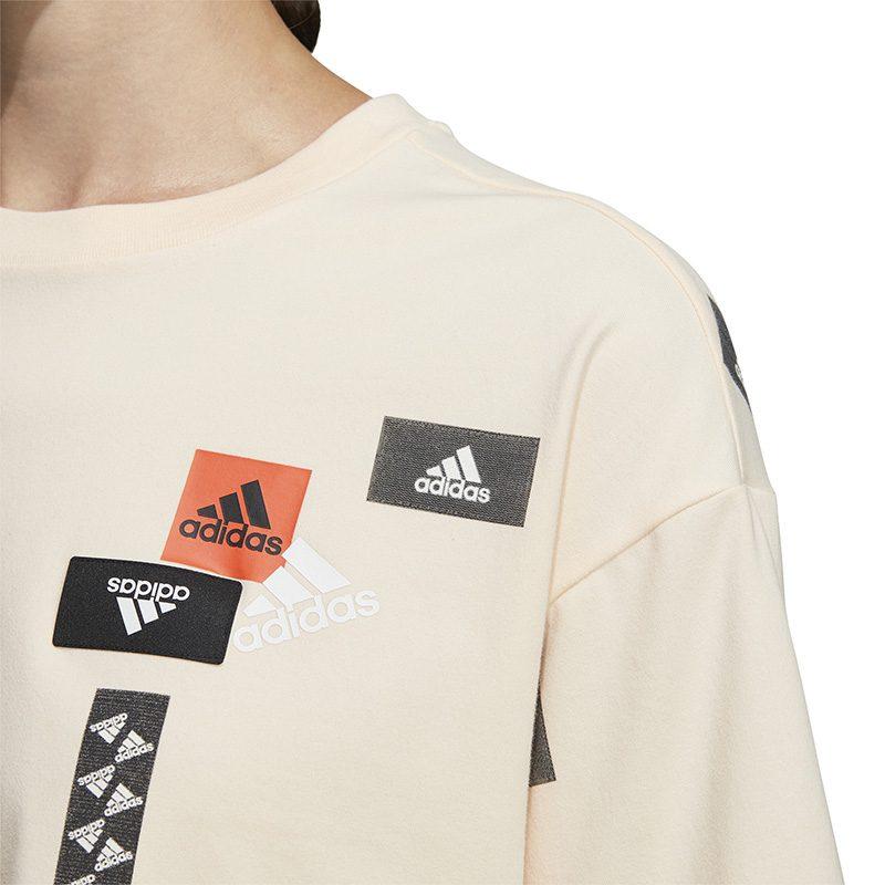 adidas T Shirts Women's Ecru Crew Neck Moderate Straight Fit HM5295