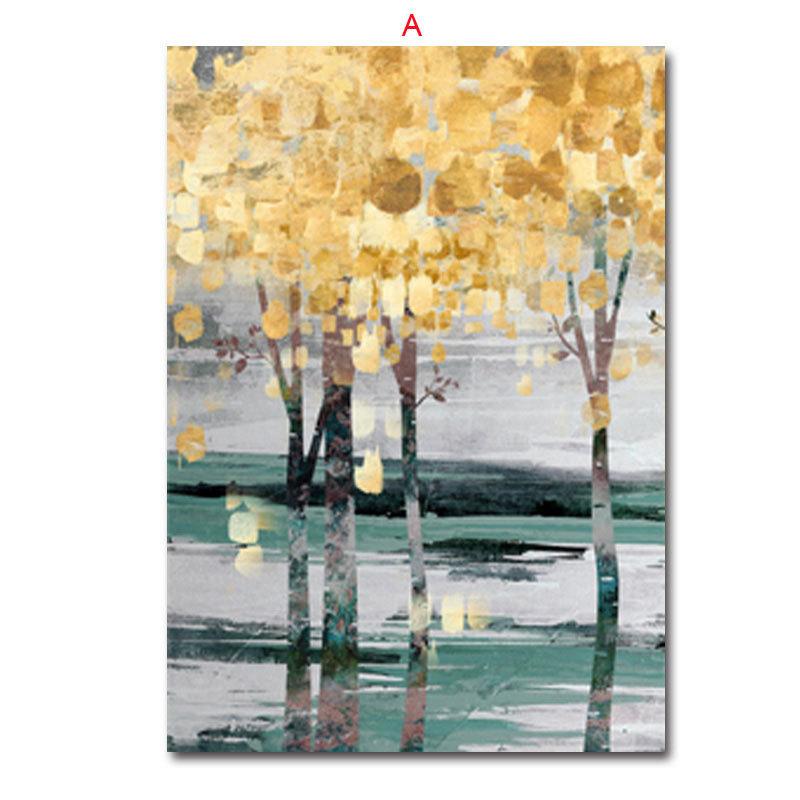 Autumn Trees Nordic Modern Living Room Bedroom Sofa Background Wall Landscape Hanging Canvas Painting Wall Art Home Decor