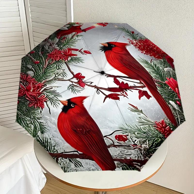 1PC Cardinal Umbrella-8-Rib Reinforced, Automatic Open, Lightweight & Durable, Fashion Accessory for Outdoor, H0392