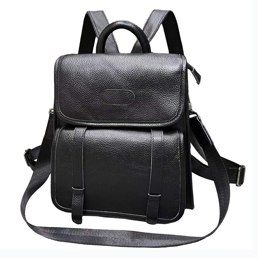 

Женская сумка из воловьей кожи, мягкий кожаный рюкзак, модный кожаный повседневный рюкзак большой емкости, школьная сумка 10L чёрный