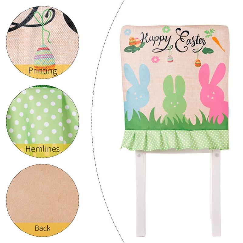 Easter Theme Chair Cover, Indoor Decorative Gnomes Cute Rabbit Pattern Chair Cover, Cute Cartoon Style Home Decorations