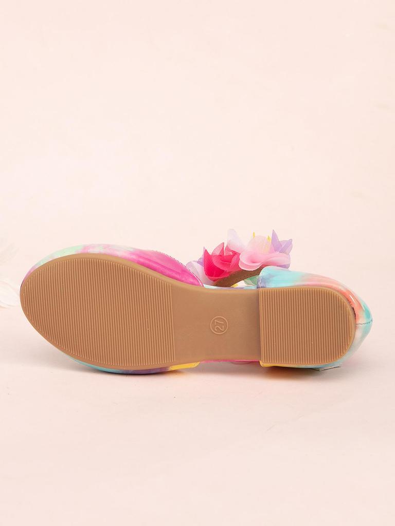 Girls' Colorful Lace Velcro Round Toe Soft Sole Performance Princess Flats