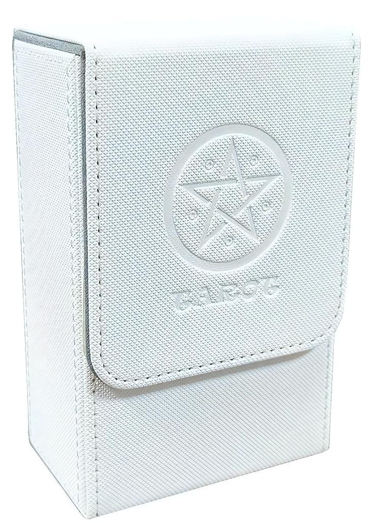 Kurop Synthetic Artificial Leather Tarot Card Deck Storage Magnetic Standard Size Compatible Large Leather, Case, Box, Box, Closure, (Lattice White,