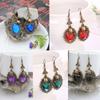 Vintage Rhinestones Crystal Earrings for Party Skull for Head Dangle Earring Halloween Punk Jewelry for Women Girl Mu