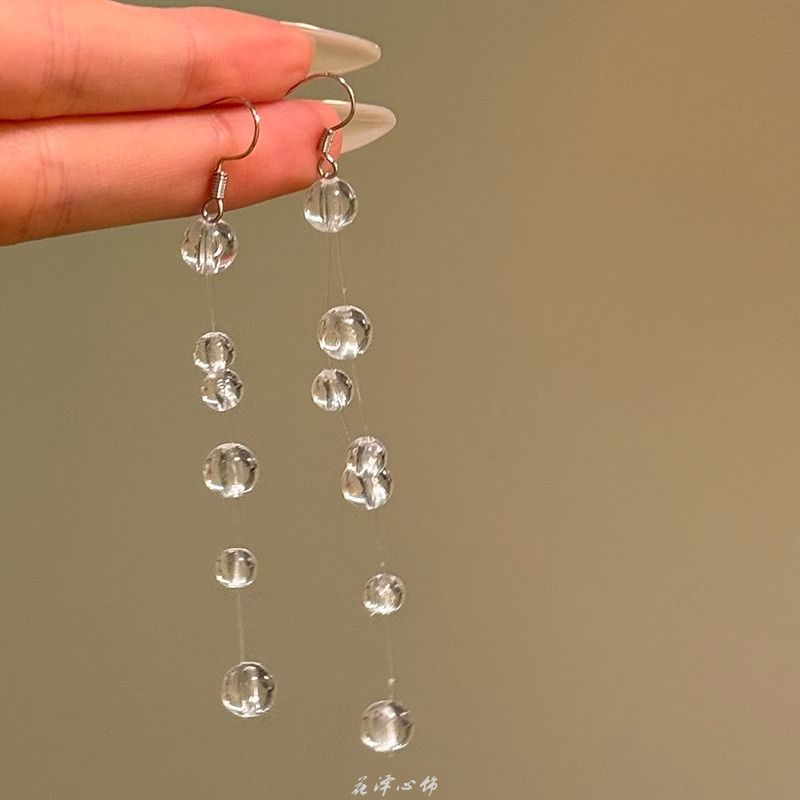 Náušnice s třásněmi z perel ve tvaru kapky a kamínků