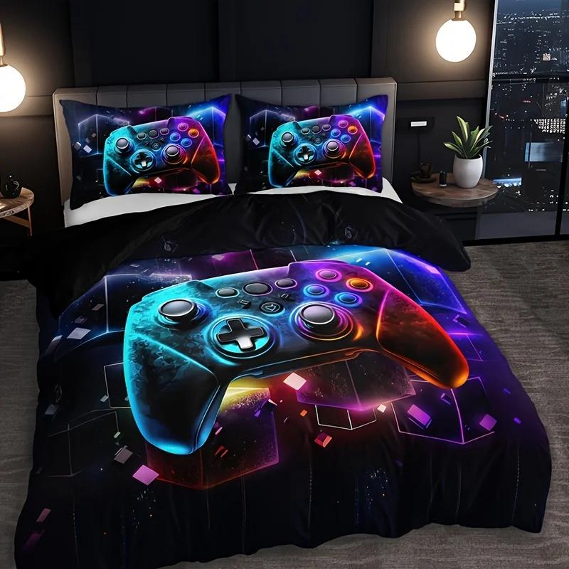 

Игровой Геймерский Комплект Пододеяльников Размер Твин, Постельное Белье с Видеоиграми для Детей, Подростков, Современные Комплекты Пододеяльников с Мультяшными Геймпадами для Мальчиков EU Twin(135x200cm)