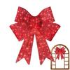 Christmas Bow Decoration with Lights Fabric Red Bow Knot Baubles Hanging Ornament DIY Xmas Trees Pendant For Xmas Party Decor