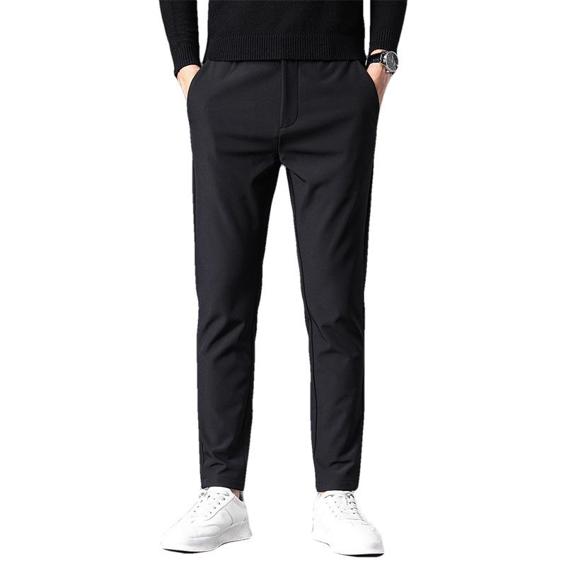 Men's Pants Business Stretch Slim Fit Elastic Waist Jogger Korean Classic Trousers Male