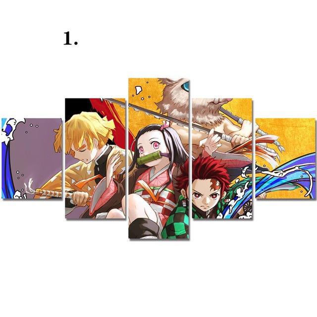 

Wall Art 5 Pieces Zenitsu X Nezuko Demon Poster Anime Characters Prints Picture Home Decor Room Modular No Frame Canvas Painting 20x35 20x45 20x55cm